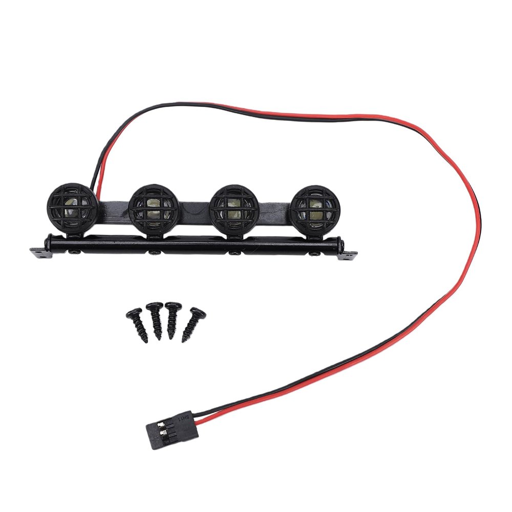 Julihai RC Car Roof Light Bar, 4 High Brightness Simulated Spotlights with Pre Wired Plug and Play for 1/12 1/14 /16/18 Scale RC Crawler Off Road Vehicles