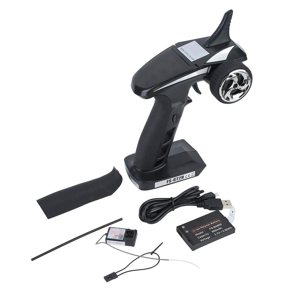 Saluaqui RC Controller and Receiver Kit FS GT2B Remote Transmitter Receiver for RC Cars and Boats with Low Voltage Warning Built in Antenna