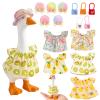 Desk Goose Outfits 7 Inches, 15-Piece Summer Desktop Goose Clothes Set with Hats Bags and Dresses, Mix and Match Floral Porch Goose Decor for Seasonal Desktop Decoration and Gift Giving view 1