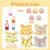 Desk Goose Outfits 7 Inches, 15-Piece Summer Desktop Goose Clothes Set with Hats Bags and Dresses, Mix and Match Floral Porch Goose Decor for Seasonal Desktop Decoration and Gift Giving view 2