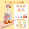 Desk Goose Outfits 7 Inches, 15-Piece Summer Desktop Goose Clothes Set with Hats Bags and Dresses, Mix and Match Floral Porch Goose Decor for Seasonal Desktop Decoration and Gift Giving view 3