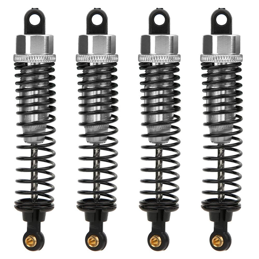 4PCS Aluminum Alloy CNC Hydraulic Shock Damper for HSP 1/10 RC Car, Replacement for 94101 94102 94103 94188 94108 with Smooth Ride and Lightweight Design (Silver)