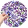 50Pcs Flora Flower Stickers for Scrapbooking,Self-Adhesive Transparent Flower Stickers Scrapbook Supplies Journaling Supplies for Card Making Letters DIY Water Bottle Cards Decoration(Purple) view 2