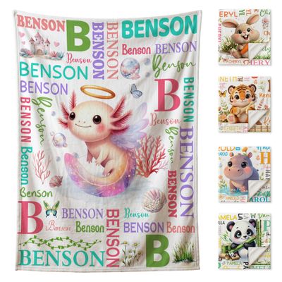 Custom Axolotl Blanket for Boys Girls,Ultra Soft Personalized Gifts Baby Blanket,Customized Throw for Toddlers Newborn Stroller Crib,50"x60"