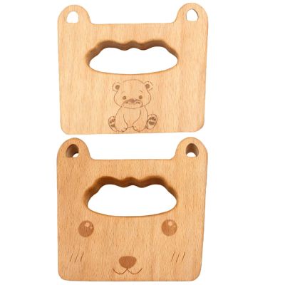 Vestamore 2 Pcs Chefs Wooden Knife Set, Beech Wood, 4.7 in / 12 cm, Safe for Cutting Fruits and Vegetables, with Cute Bear & Cat Shapes, Easy to Handle for Small Ones