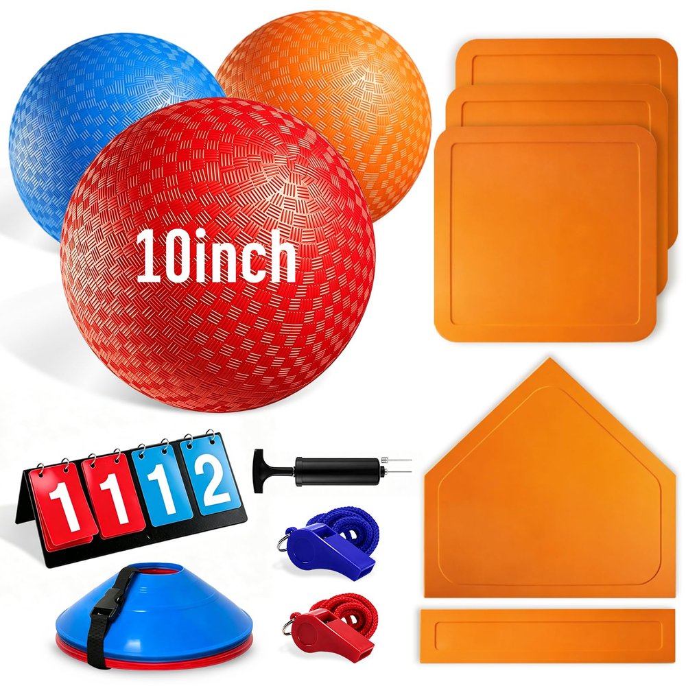 GGV Kickball Set with Bases and Ball, 24 Pcs Kickball kit Outdoor Game