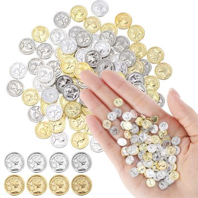 100 Pcs Miniature Coins for Crafts Tiny Fake Gold Coins Metal Dollhouse Gold Brick Coin for Fairy Micro Landscaping Display Decoration Accessories Garden