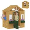 Qaba Outdoor Playhouse Wooden Kids Playhouse Functional Door Ages 38 Brown view 1
