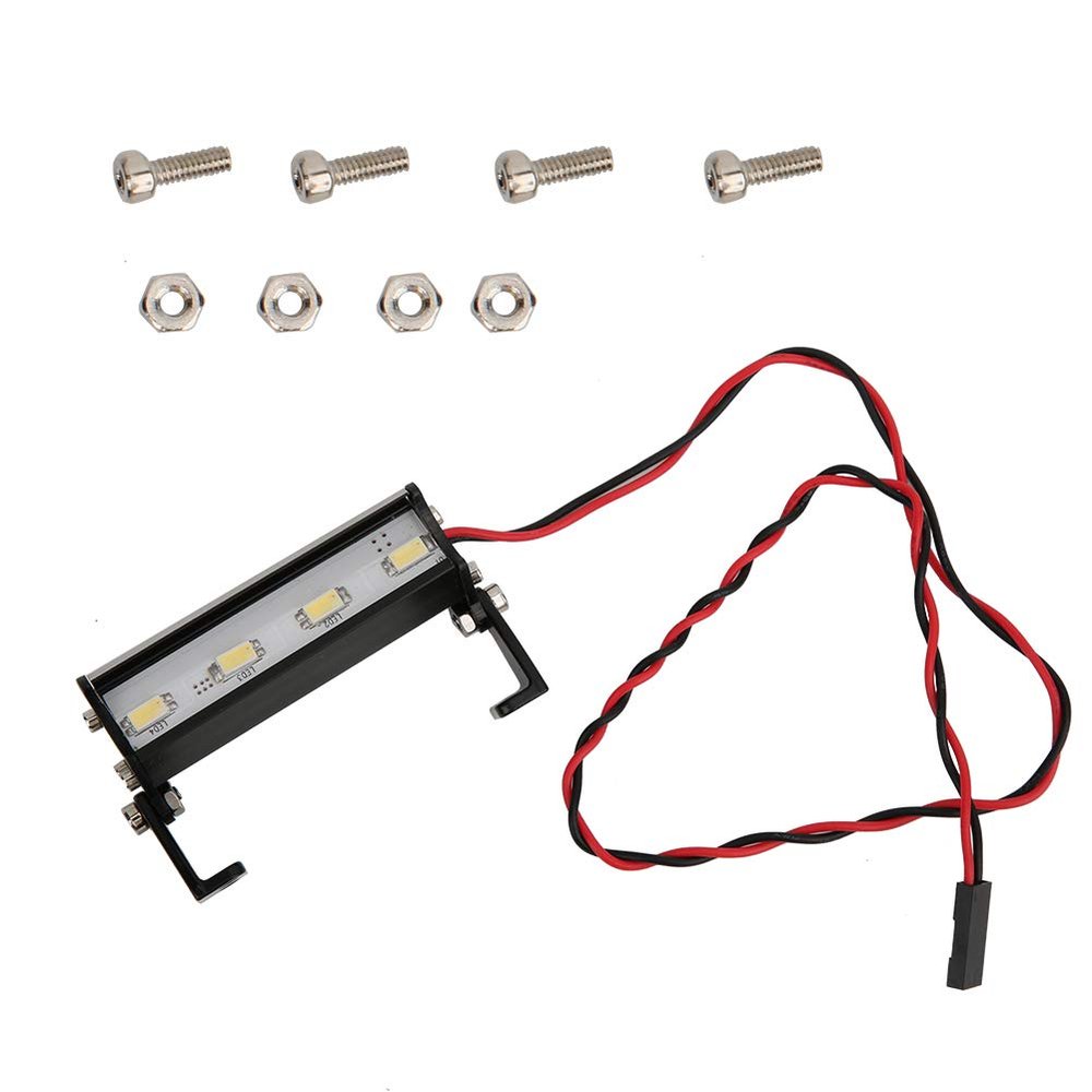 RC 4LED Super Bright 55mm Roof Light Bar for 1/16 Teton Summit E - Revo, Compatible with 1/18 Volcano ECX 1/18 Temper, 4.8V - 6.0V LED Light for RC Car