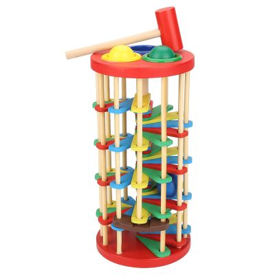 Vistreck Colorful Wooden Knock Ball Ladder Toy for Kids - E Onal Toy for Intelligence Development Ages 3+
