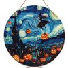 Witch Welcome Sign for Front Door, Halloween Fanciful pumpkin moon Halloween orange Wood Welcome to Our Home Front Door Sign Decorations for Apartment Set of 1 view 1