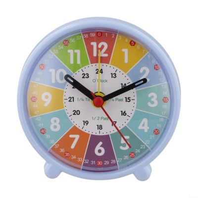 Colorful Silent Learning Clock for Ages 4-8, for educational Time Teacher with Rainbow Design, Non-Ticking Quartz Wall Clock for Classroom and Home School Use(Early School Blue)