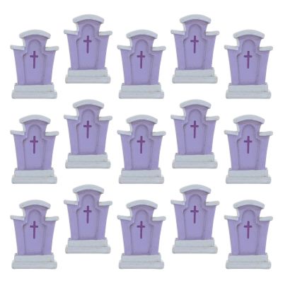 FESTFENDS 15pcs Miniature Tombstones Figurine: Mini Resin Gravestone Ornaments for Dollhouse Graveyard Scene Diorama Crafts Halloween Decorations Accessories