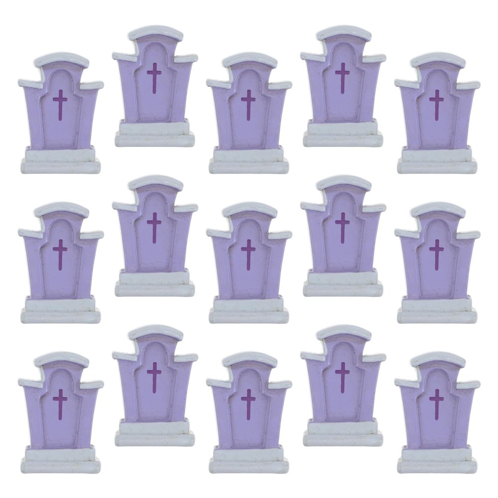 FESTFENDS 15pcs Miniature Tombstones Figurine: Mini Resin Gravestone Ornaments for Dollhouse Graveyard Scene Diorama Crafts Halloween Decorations Accessories
