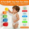 Suction Cup Bath Toys for Toddlers: 5PCS Waterfall Stacking Cups Bathtub Toys for Babies & Infants, Essential Bathtime Silicone Water Toys, Sensory Stocking Stuffers for Boys & Girls 1 2 3 4 Years view 3