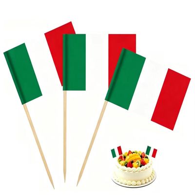 100 Pcs Italy Flag Italian Toothpick Flags, Small Mini Stick Cupcake Toppers, Country Picks Party Decoration Celebration Cocktail Food Bar Cake Flags
