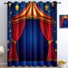 Blue Kids Curtains for Bedroom Nursery Cartoon Red Tent Star 100% Room Darkening Blackout Thermal Insulated Drapes for Boys Girls Room, Darkening Energy Saving Grommet Curtains, 52" W x 108" L view 1