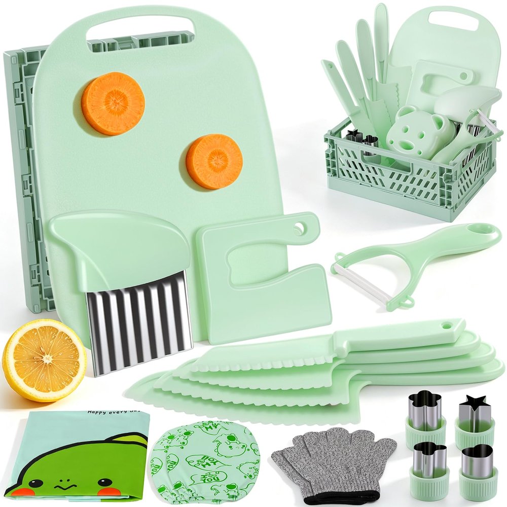 Montessori Kitchen Tools for Toddlers |Safe Kids Knife Set for Real Cooking