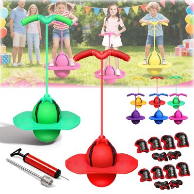 Balance Jumping Ball, 2026 Upgraded Childrens Balance Jumping Ball with Handle and Pump, Bounce Board for Ages 5+, Indoor & Outdoor Fun, Perfect for Balances, Coordination, and Fitness (2PC-E)