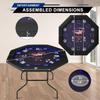 Texas Holdem Table For 8 Players, Octagon Folding Poker Table With Built-in Led Lights, Padded Rails And Cup Holders, Casino Leisure Blackjack Table For Home Game Room And Party Navy Blue 48inch view 3