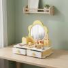 predolo Flower Vanity Table Educational Kids Dressing Table Wooden Toy Makeup Vanity for Nursery view 4