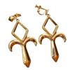 Game Cosplay Gold-Tone Zinc Alloy Dangle Drop Earrings Statement Symbol Design with Diamond Shape and Curved Accents view 1
