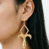 Game Cosplay Gold-Tone Zinc Alloy Dangle Drop Earrings Statement Symbol Design with Diamond Shape and Curved Accents view 2