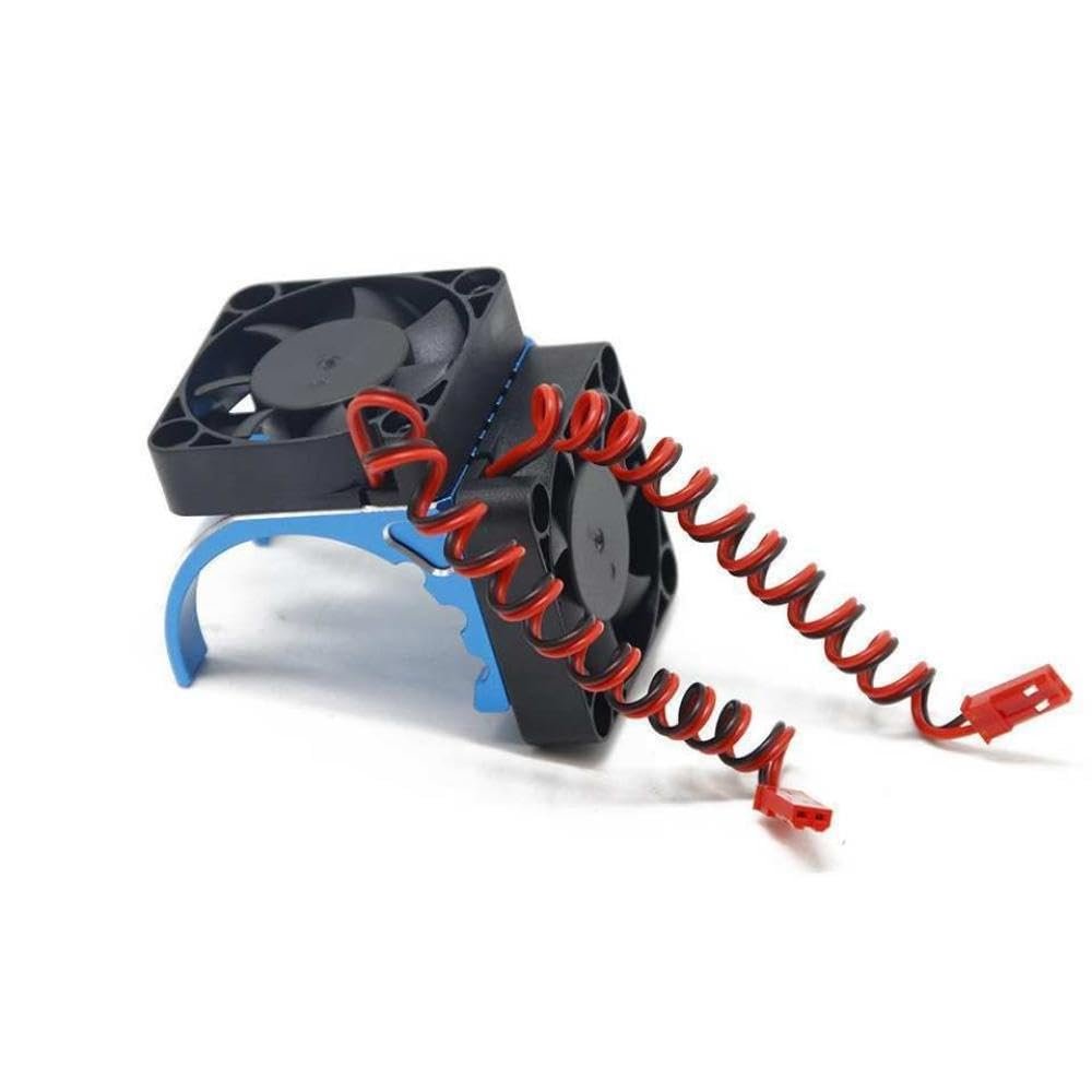 42mm Dual Fan Motor Cooling Heat Sink Compatible with 1/10 MAXX E-Maxx and 1/8 Talion RC Cars(Blue)