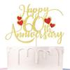 Auteby Happy 60th Anniversary Cake Topper Gold Glitter view 1
