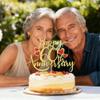 Auteby Happy 60th Anniversary Cake Topper Gold Glitter view 3