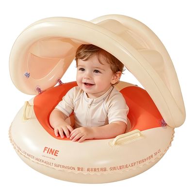 Pool Float for Kids Sun Protection Inflatable Water Raft with Canopy