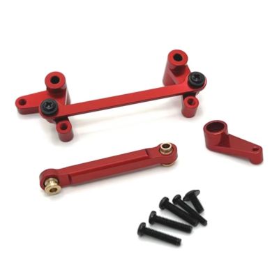 Rc Parts for Wltoys for 144016 144018 1/14 Metal Steering Assembly Servo Arm Servo Link Rod Set RC Car Upgrade Parts Accessories(Red)