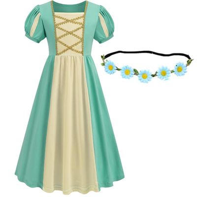Lovely Mermaid Renaissance Medieval Dress Princess Dress Girls Irish Costume Cosplay Retro Gown Birthday Halloween Xmas Party (Green, 2XL size for Women)