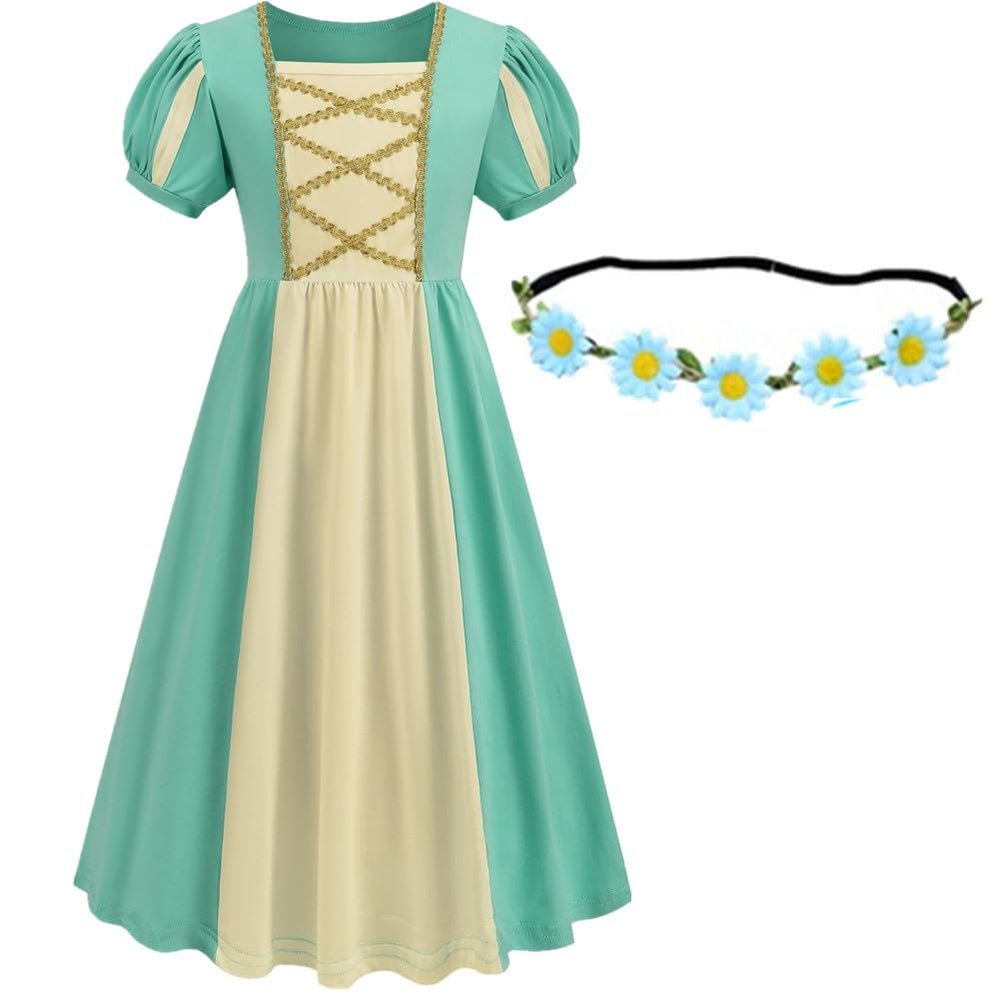 Lovely Mermaid Renaissance Medieval Dress Princess Dress Girls Irish Costume Cosplay Retro Gown Birthday Halloween Xmas Party (Green, 2XL size for Women)