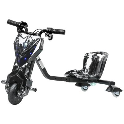 Kids Drift Trike, Electric Drift Trike, Drift Cart, Big Wheel Drifting Tricycle, 12V Ride On Tricycle, Adjustable Seat, 360 Degree Swivel Slide Rear Casters, 9 MPH Speed, Front Brake (Black)
