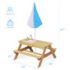 OFLILAK 3-in-1 Kids Sand & Water Table, Cedar Wood Picnic Table with 43" Removable Umbrella, Convertible Activity Table for Ages 3-8, Safe for Backyard Patio Outdoor Play view 2