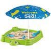 Water Table with Umbrella, Turtle Shape Water and Sand Table, Outdoor Play Sand Box with Lid for Toddlers, for Toddlers 1-3 view 2