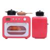 Jiawu Kids Microwave Toy, Rotating Turntable Dials Buttons Kids Kitchen Appliance, Pretend Microwave Oven Toy with Food Accessories, for Toddlers 3 Years Old Up view 3