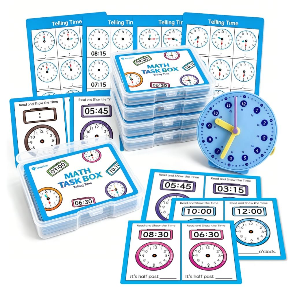 LumiStar Telling Time Reading Clocks Task Boxes Set 5 Packs