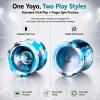W-01 Unresponsive Metal Yoyo,6061 Aluminum Alloy Trick Yo Yo with Removable Finger Spin Modules,Stable Professional Yoyo for Beginners,Teens, Adults(Blue) view 3