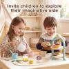 Wooden Play Dessert Toy Pretend Cooking Set with Rack Learning Girls Dessert Cutlery Model Toy view 3