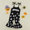 FYBITBO Halloween Baby Girl Clothes Toddler Halloween Outfit Spooky Onesie Romper Suspender Bell Bottoms Overalls Pants (ghost print, 18-24 Months) view 2