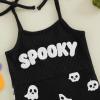 FYBITBO Halloween Baby Girl Clothes Toddler Halloween Outfit Spooky Onesie Romper Suspender Bell Bottoms Overalls Pants (ghost print, 18-24 Months) view 3