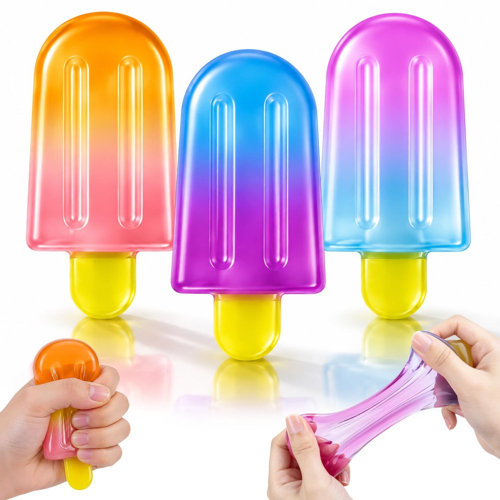 3 Pack Ice Cream Bar Slow Rising Squishy Toys, Cute Food Popsicle Sensory Fidget Squishies for Kids Party Favors Stress Relief Gift