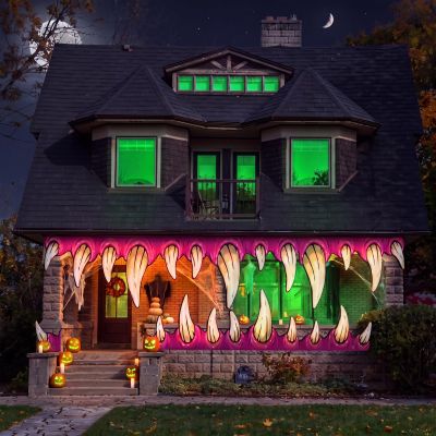 Thenshop 2 Pcs Halloween Decorations Outdoor, Monster Teeth Banners