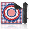 Mahjong Mat with Bag, 31.5 x 31.5 Inch Non Slip Red White Blue Gingham , Gaming Pad for Mahjong, Poker, Dominoes, Card and Board Tile Games view 1