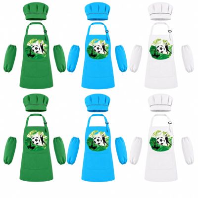 Zenymb Kids Chef Hat and apron Set with Sleeves, Soccer Theme, 6 Pack