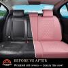 Coverado Rear Seat Covers, Stylish Waterproof Faux Leather Rear Protectors for Sedan SUV Truck, Luxury Fashion Interior Pink view 3