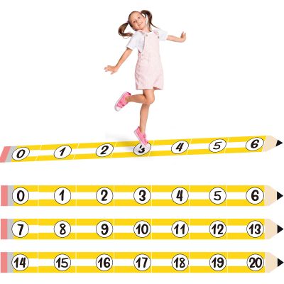 66 Pcs 0-20 Pencil Number Line for Classroom Floor 7" Back to School Supply