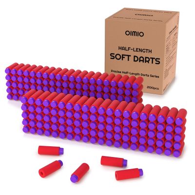 OIMIO Half Length Short Darts 200PCS Compatible with Nerf Pro, Dart Zone Nexus Pro, Aeon Pro, Max Stryker, Worker Short Dart Blasters, Foam Dart Refill Pack (red1.3)